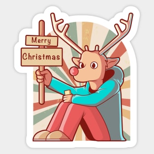 Funny Christmas Holiday Reindeer | Merry Christmas Sticker